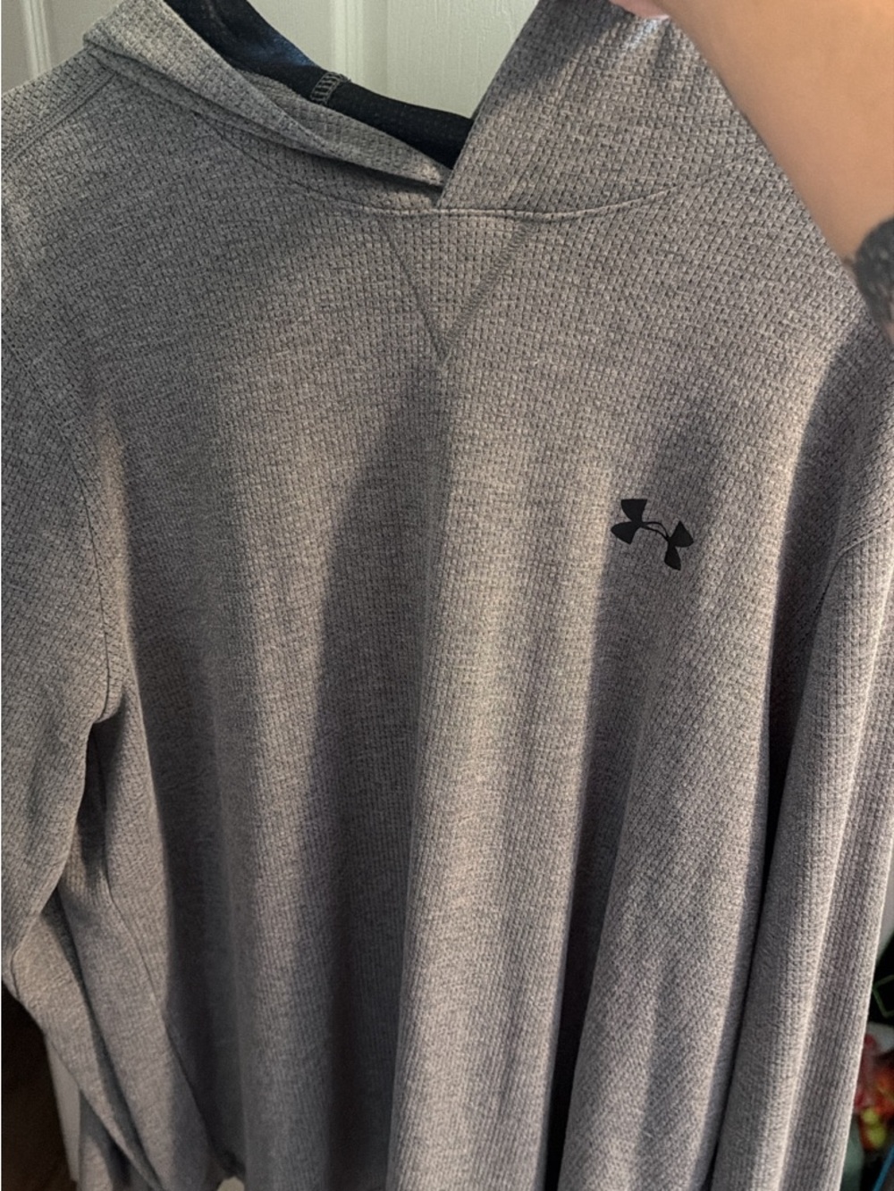 Under Armour Men's Gray Crewneck Waffle-Knit Pullover